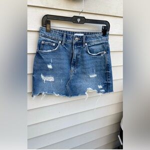 Zara Distressed Denim Skirt - Blue